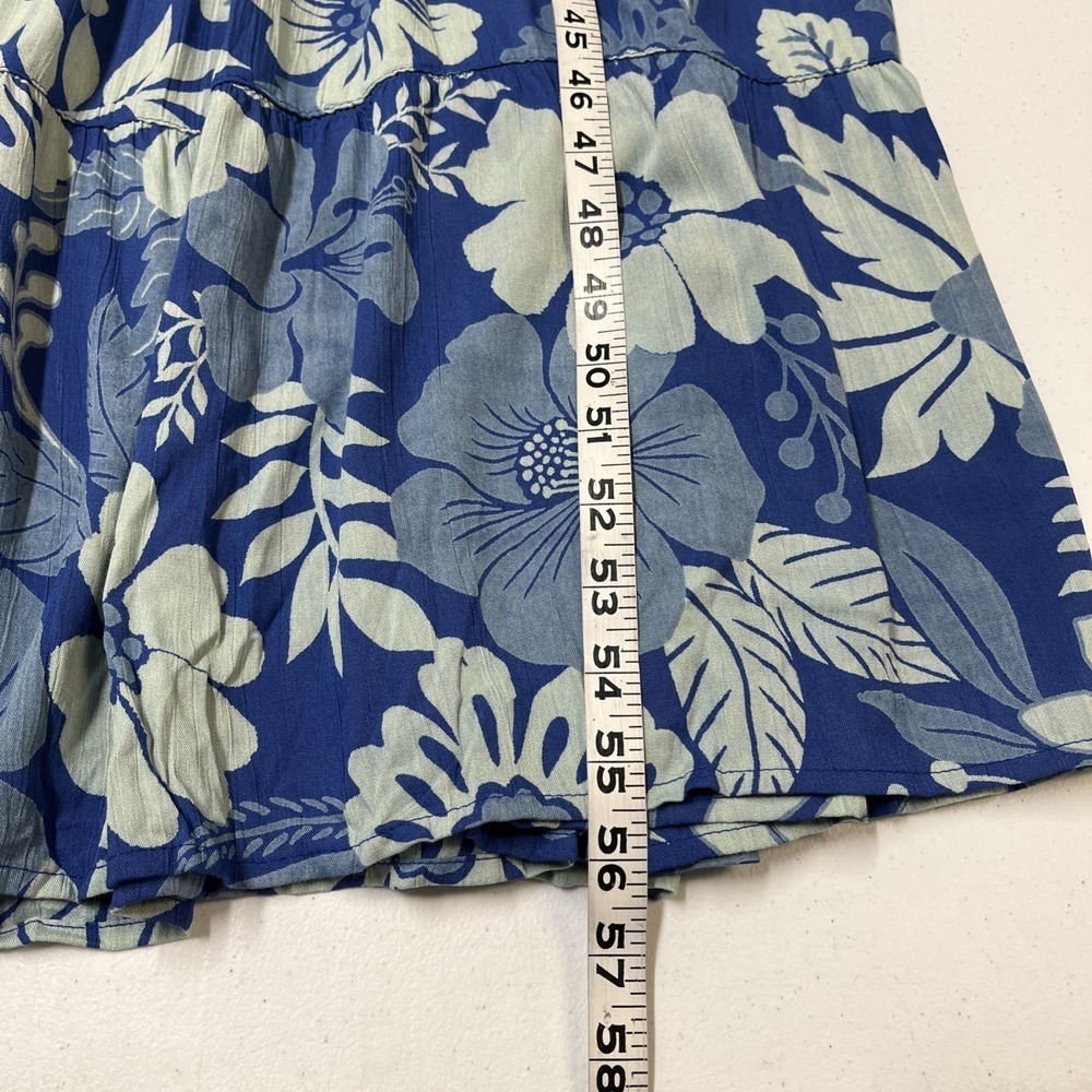 Angie Dress Blue Floral Babydoll Halter Tiered Maxi Size M Tropical Vacation - Picture 6 of 16